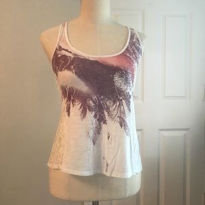 Mudd Purple, pink, & white tank with lac sides
